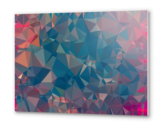 geometric triangle pattern abstract in blue and pink Metal prints by Timmy333