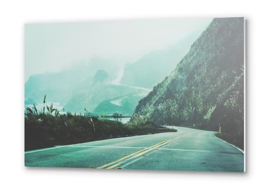 road on the mountain with fog at Highway 1, California, USA in winter Metal prints by Timmy333