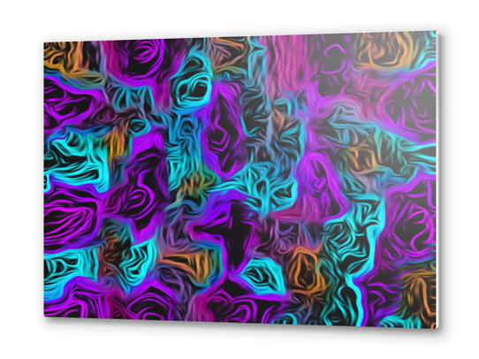 psychedelic painting texture abstract background in purple pink blue orange Metal prints by Timmy333