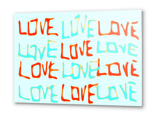 LOVE alphabet handwriting drawing in red and blue Metal prints by Timmy333