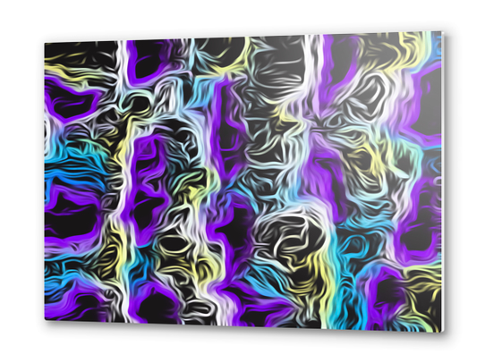 psychedelic painting texture abstract background in purple yellow blue white Metal prints by Timmy333