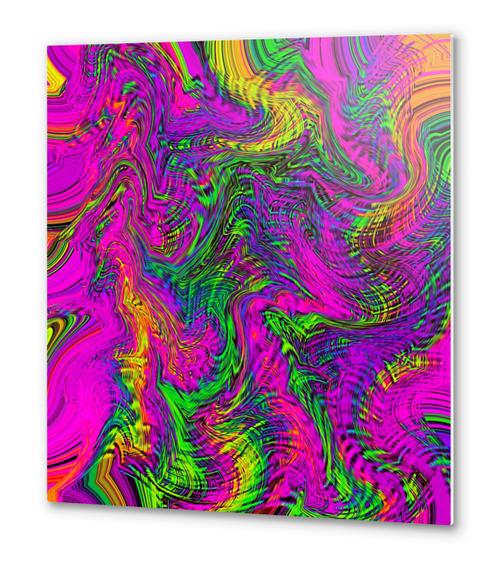 pink blue green orange yellow curly line drawing abstract background Metal prints by Timmy333