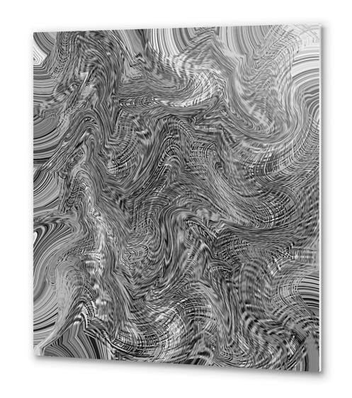 black and white curly line drawing abstract background Metal prints by Timmy333