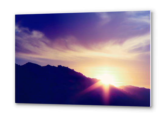 sunset over the mountain with beautiful cloudy sky Metal prints by Timmy333