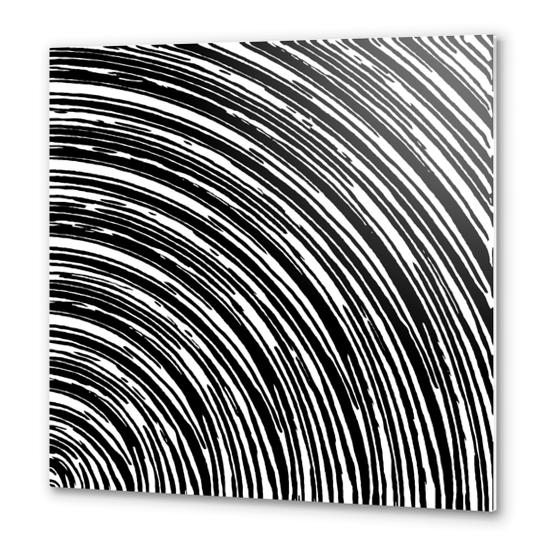 black and white circle curly line pattern abstract  Metal prints by Timmy333