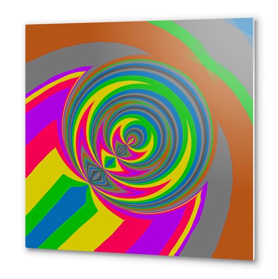 green pink blue yellow and brown geometric painting background Metal prints by Timmy333