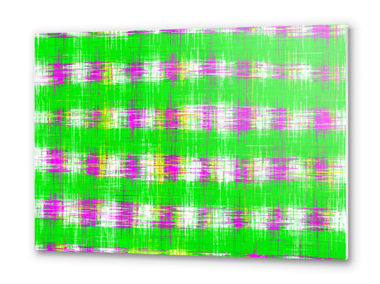 plaid pattern abstract texture in green pink white Metal prints by Timmy333