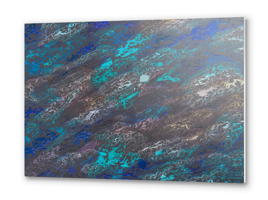 psychedelic splash painting texture abstract background in blue and black Metal prints by Timmy333