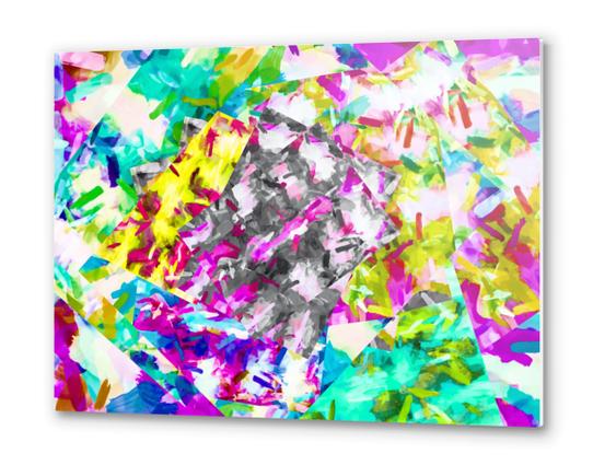 psychedelic splash painting abstract in pink blue yellow green purple Metal prints by Timmy333