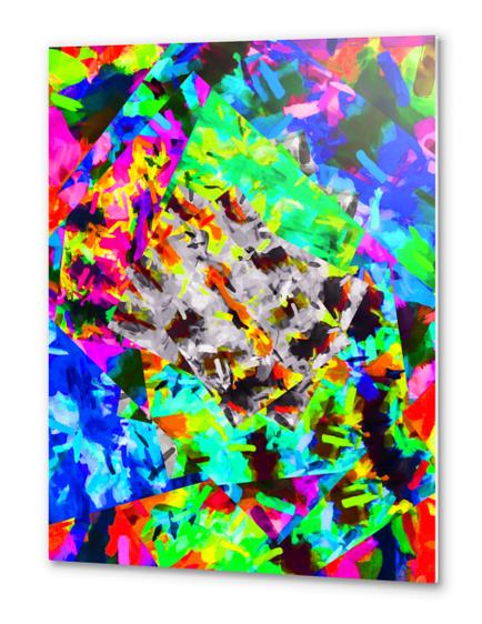 psychedelic splash painting abstract in blue green orange pink brown Metal prints by Timmy333