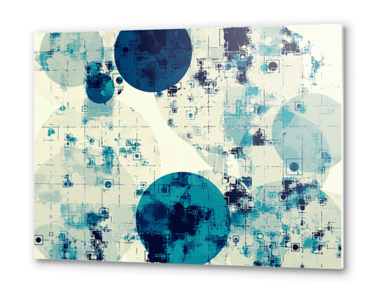 blue geometric square and circle shape abstract background Metal prints by Timmy333