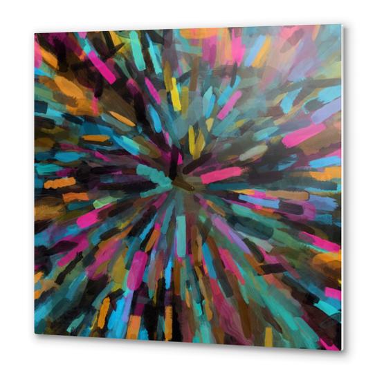 splash painting abstract in pink blue orange yellow Metal prints by Timmy333