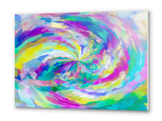 colorful splash painting abstract in pink green blue yellow Metal prints by Timmy333