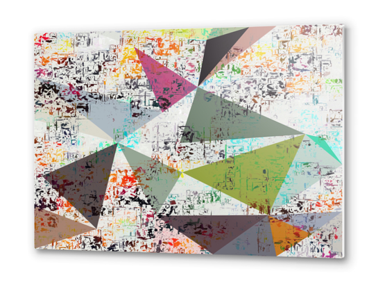 psychedelic geometric triangle pattern abstract with painting abstract background Metal prints by Timmy333