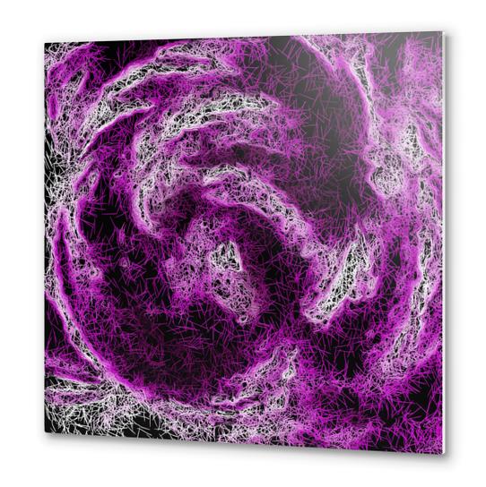 psychedelic geometric painting abstract in pink purple white and black Metal prints by Timmy333