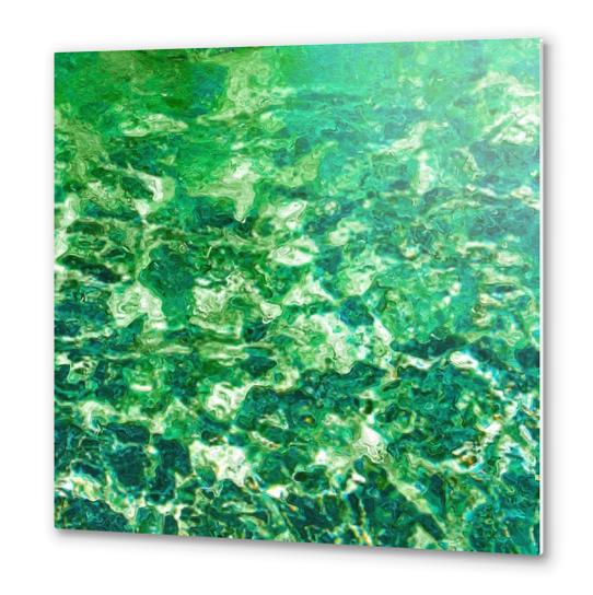 psychedelic painting texture abstract in green Metal prints by Timmy333