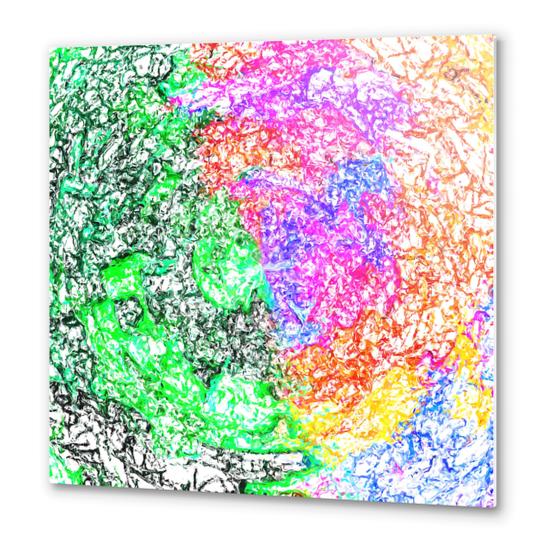 psychedelic splash painting abstract in pink purple green blue orange and yellow Metal prints by Timmy333