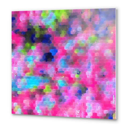 geometric square pattern abstract background in pink blue green Metal prints by Timmy333