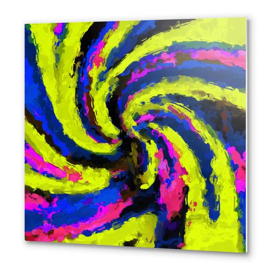 psychedelic graffiti watercolor painting abstract in blue pink and yellow Metal prints by Timmy333