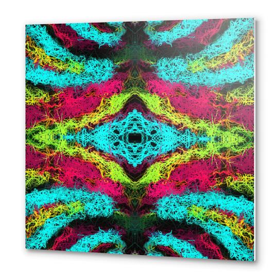 psychedelic graffiti geometric drawing abstract in blue pink yellow Metal prints by Timmy333