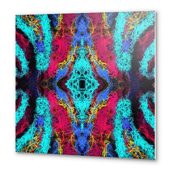 psychedelic graffiti geometric drawing abstract in blue pink yellow brown Metal prints by Timmy333