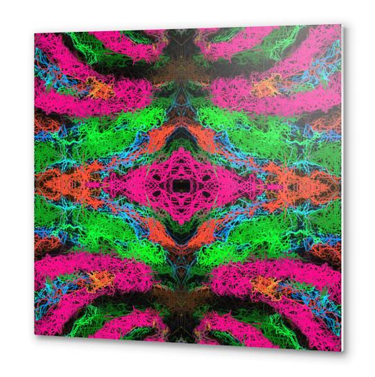 psychedelic graffiti geometric drawing abstract in pink green orange blue Metal prints by Timmy333