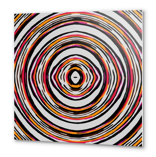 psychedelic geometric graffiti circle pattern abstract in red orange pink black Metal prints by Timmy333