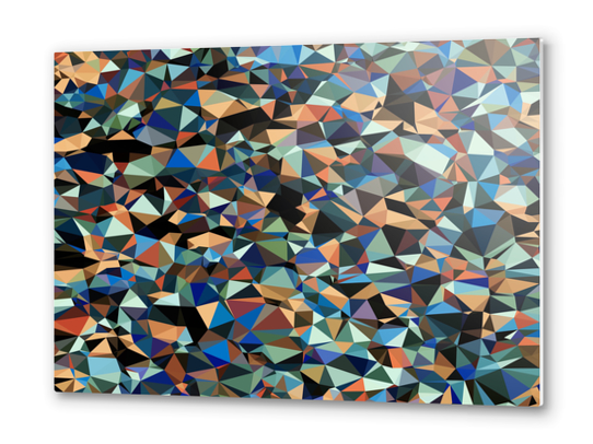 vintage psychedelic geometric triangle polygon pattern abstract in brown blue green Metal prints by Timmy333