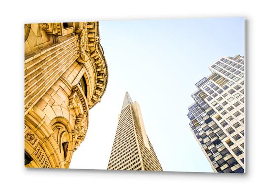 pyramid building and modern building and vintage style building at San Francisco, USA Metal prints by Timmy333
