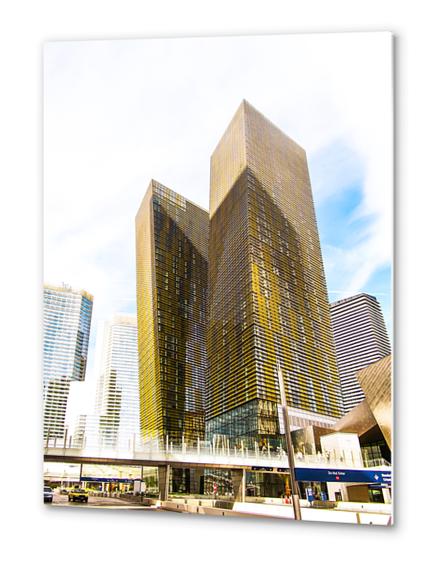 twin yellow buildings at Las Vegas, USA Metal prints by Timmy333