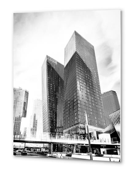 twin buildings at Las Vegas, USA in black and white Metal prints by Timmy333