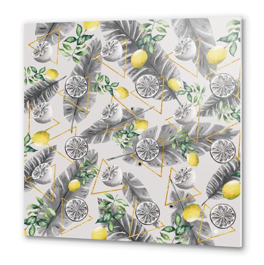 Pattern triangles with lemons Metal prints by mmartabc