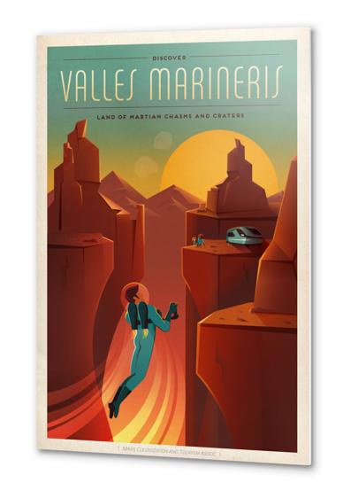 SpaceX Discover Valles Marineris - Land of Martian Chasms and Craters - SpaceX Mars Travel Poster Metal prints by Space Travel