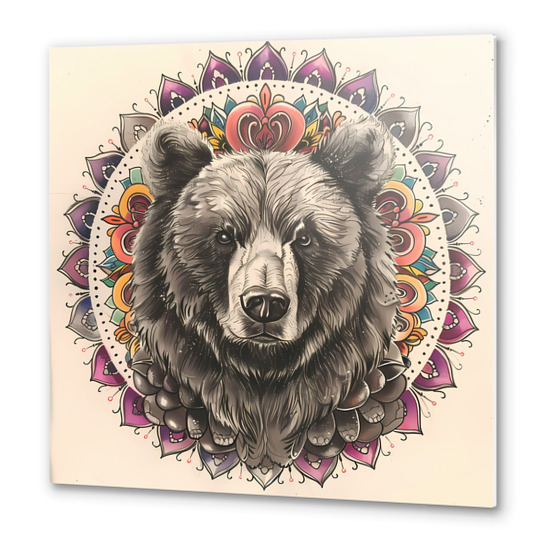 Mandala - Bear Metal prints by aleibanez