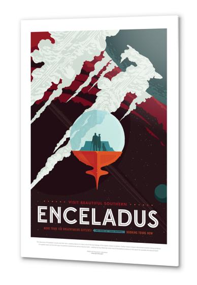 Visit Beautiful Southern Enceladus - NASA JPL Space Travel Poster Metal prints by Space Travel