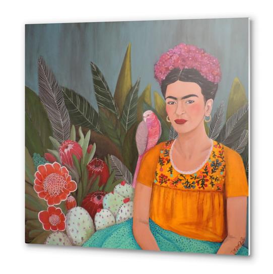 Frida A La Caza Azul Metal prints by Sylvie Demers