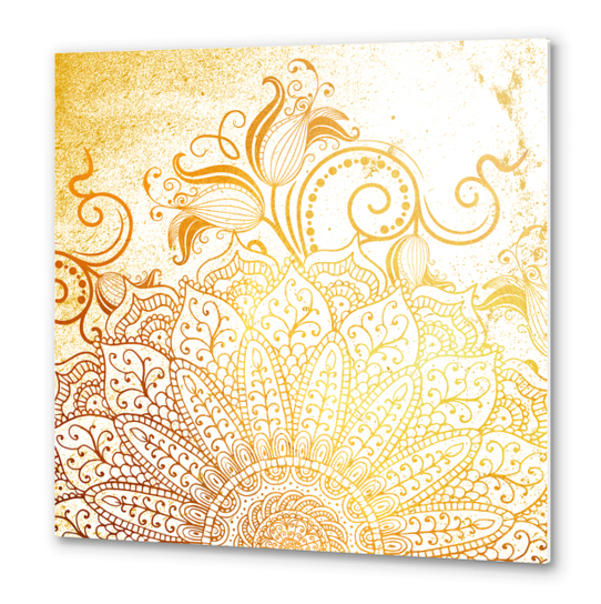 Mandala - Golden Brush Metal prints by aleibanez