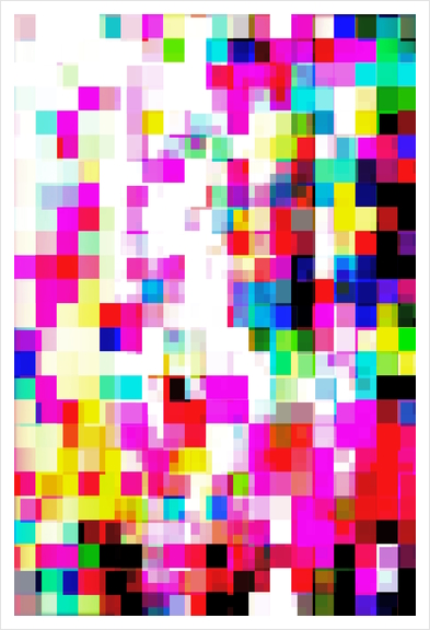 geometric pixel square pattern abstract background in pink blue yellow Art Print by Timmy333