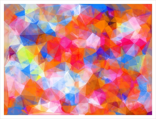 geometric triangle pattern abstract background in orange pink blue Art Print by Timmy333