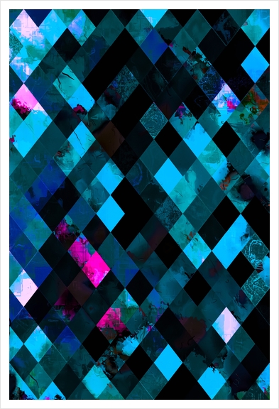 blue geometric pixel square pattern abstract art background Art Print by Timmy333