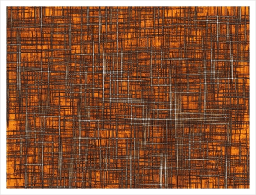 geometric square pattern drawing in orange brown Art Print by Timmy333