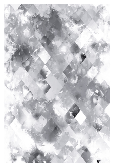 geometric pixel square pattern texture abstract art background in black and white Art Print by Timmy333