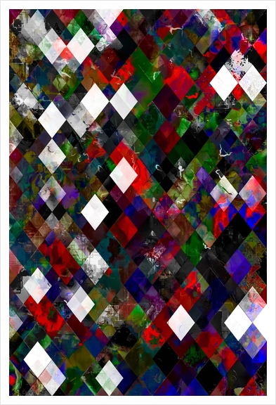 geometric pixel square pattern abstract background in red blue green Art Print by Timmy333