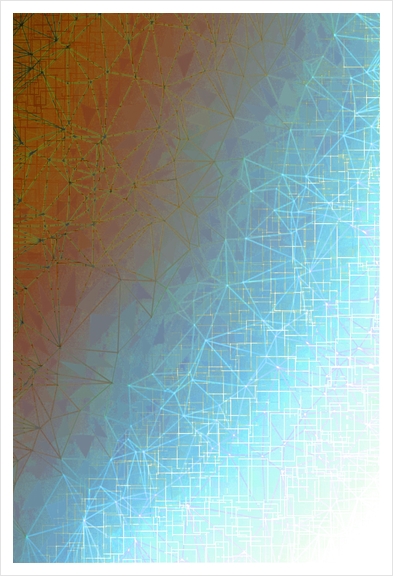 fractal graphic design geometric line pattern abstract background in blue brown Art Print by Timmy333