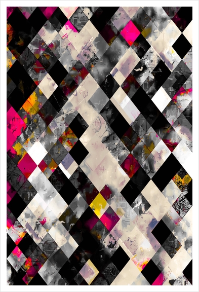 graphic design pixel geometric square pattern abstract background in pink brown black Art Print by Timmy333