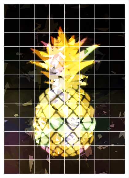 yellow pineapple with geometric triangle pattern abstract  Art Print by Timmy333