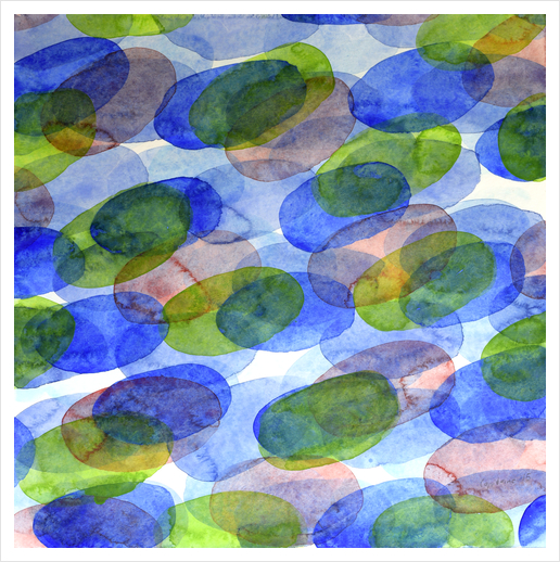 Green Blue Red Ovals Art Print by Heidi Capitaine