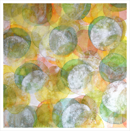 Silver Green Yellow Circles Art Print by Heidi Capitaine