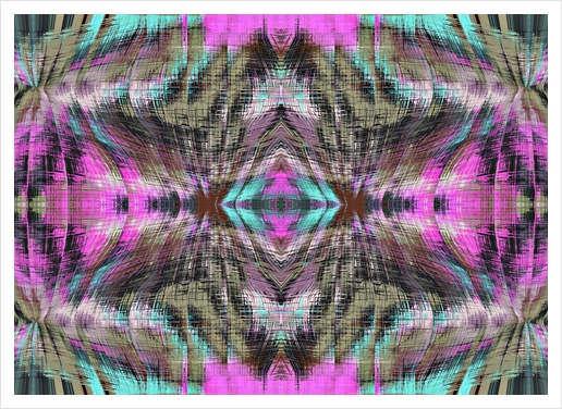 geometric symmetry pattern abstract background in pink blue brown Art Print by Timmy333