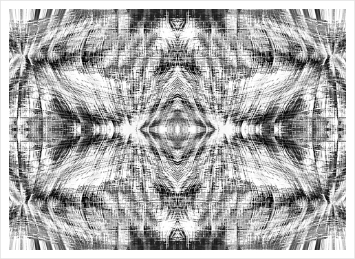 geometric symmetry pattern abstract background in black and white Art Print by Timmy333